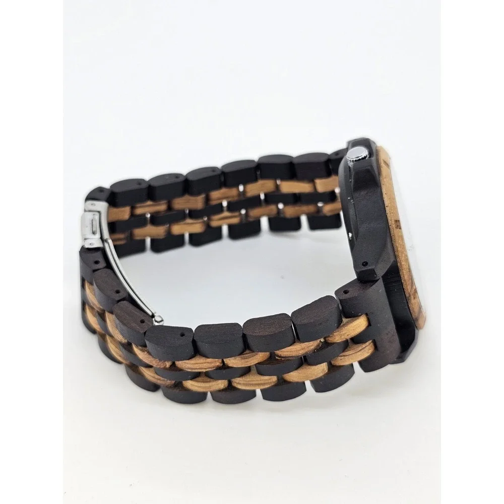 Men's Analog Wood Watch 46MM Dark Brown Bracelet Band 8